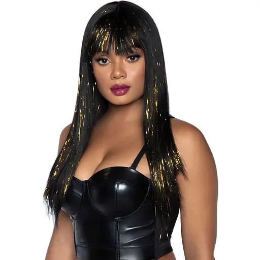 Перука Leg Avenue Long bang wig with tinsel/Gold One size