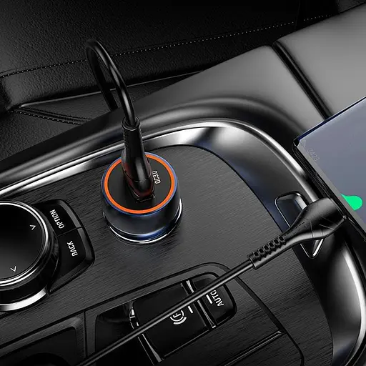 Адаптер автомобильный HOCO Blue shield single port car charger Z46 азу коричневое - фото 5