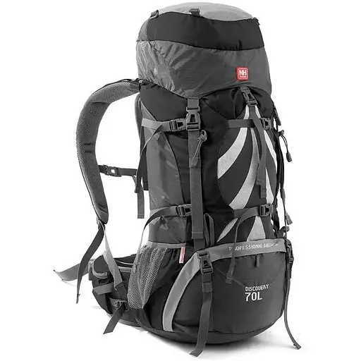 Рюкзак Naturehike NH70B070-B 70 л + 5 л Чорний Сірий (1047-6927595709009)