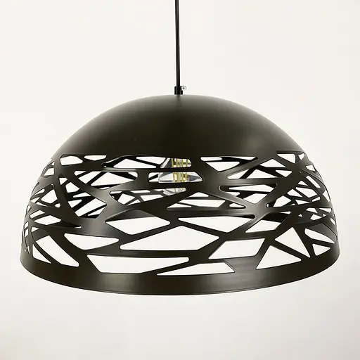 Світильник Лофт із коричневим різьбленим плафоном Ø 40 см | Арт. MJ 193-400 CF | Line F - фото 4