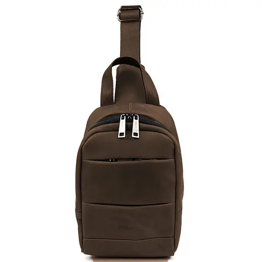 Рюкзак слинг кожаный объемный с карманами TARWA 28х22х7 см sum0028217 - фото 5