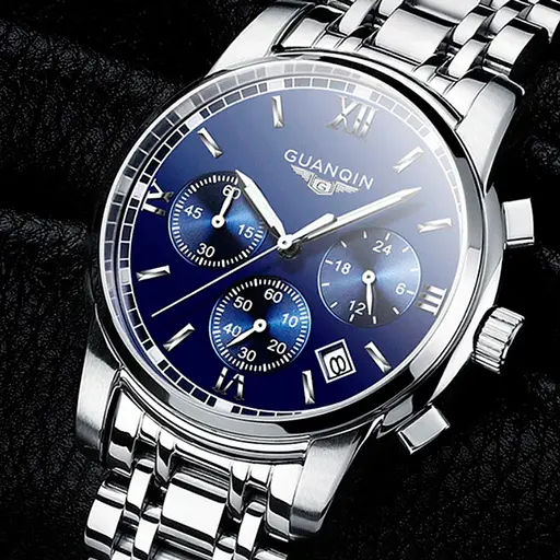 Наручний годинник чоловічий Guanquin Liberty Сріблястий (1357) - фото 2