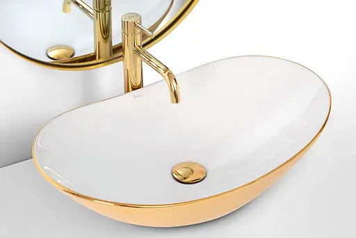 Умивальник Rea Royal white gold накладний REA-U7808, Золотий - фото 3