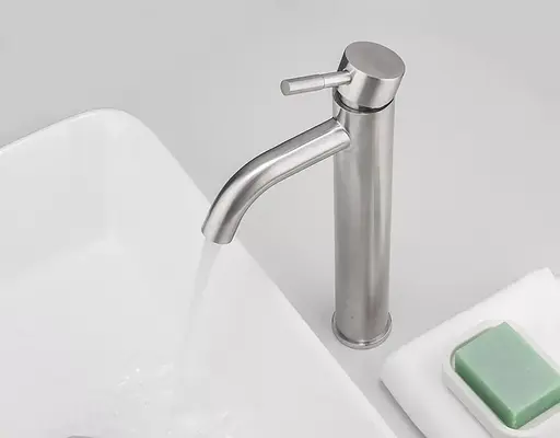 Смеситель для умывальника Wezer EKO11С-01 высокий Нержавеющая сталь - фото 2