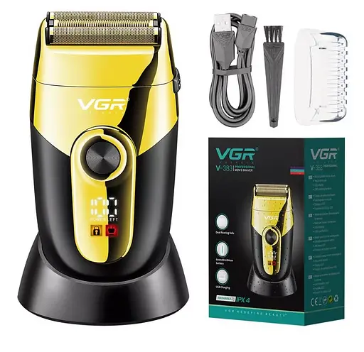 Електробритва Шейвер VGR V-383 IPX4 з подвійним лезом Золотистий