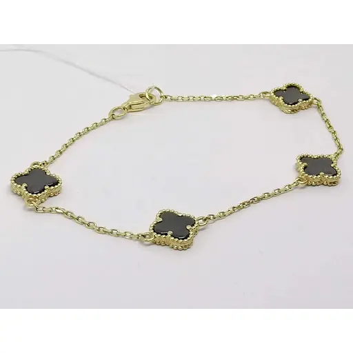 Золотой браслет Столичная Ювелирная Фабрика (Якорное) с ониксом. 322552ЖО 18,5 - фото 2