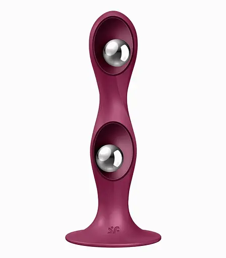 Фаллоимитатор Satisfyer Double Ball-R 17.7 см бордовый - фото 2
