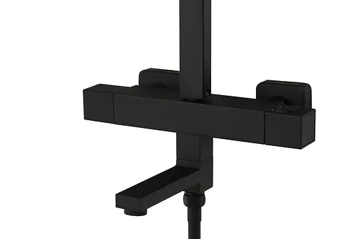 Душова система Corsan Ango Black Matt з термостатом та виливом CMN02TBLW, Чорний матовий - фото 6