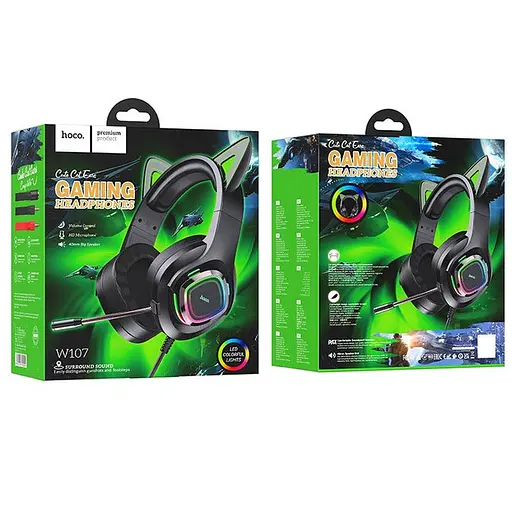 Игровые наушники с ушками Hoco W107 розовый - фото 4
