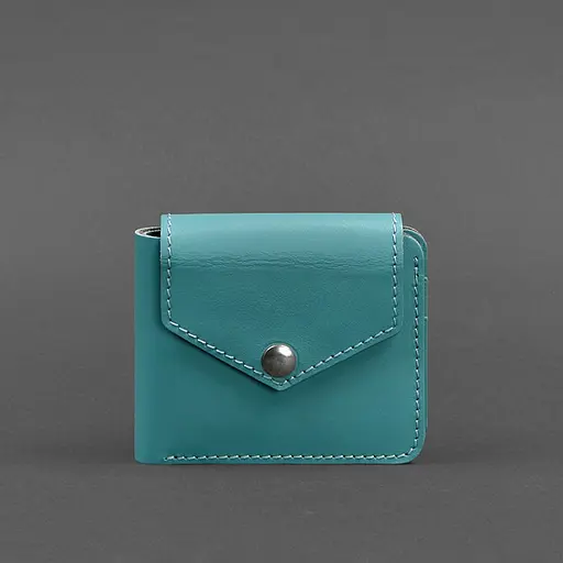 Кожаное портмоне 4.2 на кнопке бирюзовое - фото 6