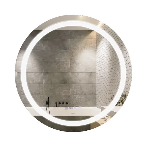 Дзеркало Qtap Mideya R800 з LED-підсвічуванням Touch, з антизапотіванням, з годинником, диммером яскравості QT2078NCR8080W - фото 1