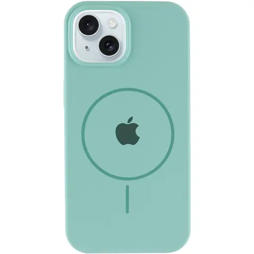 Чехол Silicone Case Full Protective AA with MagSafe для Apple iPhone 14 Plus 6.7 Бирюзовый/Light Turquoise - фото 2