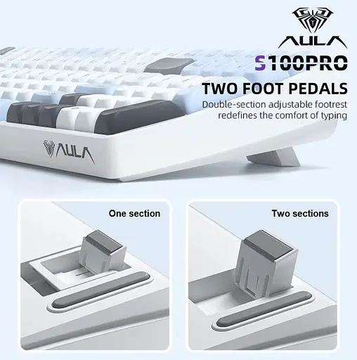 Клавіатура ігрова Aula S-100 PRO Wireless White-Black ENG/UKR Red Switch Hot-Swap USB, 2.4G, Bluetooth - фото 7