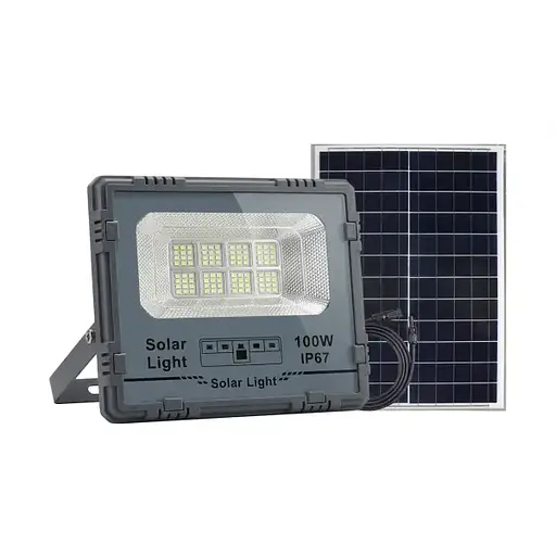 Вуличний LED ліхтар на сонячних батареях Yiwu прожектор світлодіодний вуличний 120 LED 100 Вт із сонячною панеллю HP-5-60 - фото 1