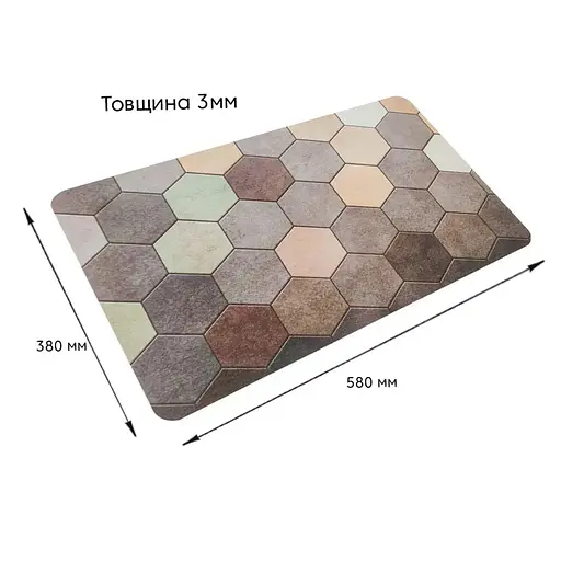 Коврик влагопоглощающий Wall Sticker 38х58х3 мм Шестиугольники (D) SW-00001571 - фото 2