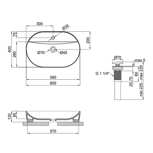 Умивальник Qtap Scorpio накладний овальний 610x400x120 мм White + донний клапан PU02, Білий - фото 2