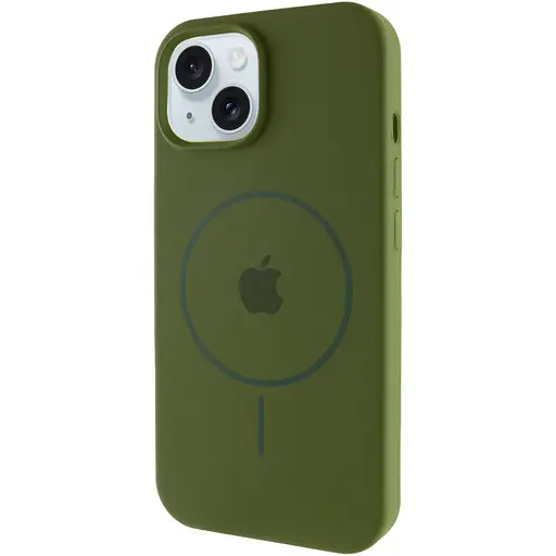 Чохол Epik Silicone Case Full Protective AA with MagSafe для Apple iPhone 15, 6.1 Зелений/Dark Olive