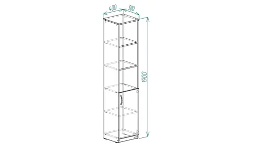 Пенал Анжело Ferrum-decor на 4 полиці з 1 дверима 1900x400x380 ДСП Дуб Сонома 16 мм (FRD-104914) - фото 3