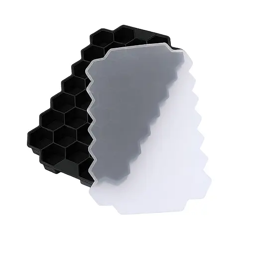 Многоразовая силиконовая форма для приготовления льда с крышкой в виде сот, Kitchen Master Черный 87747 - фото 1