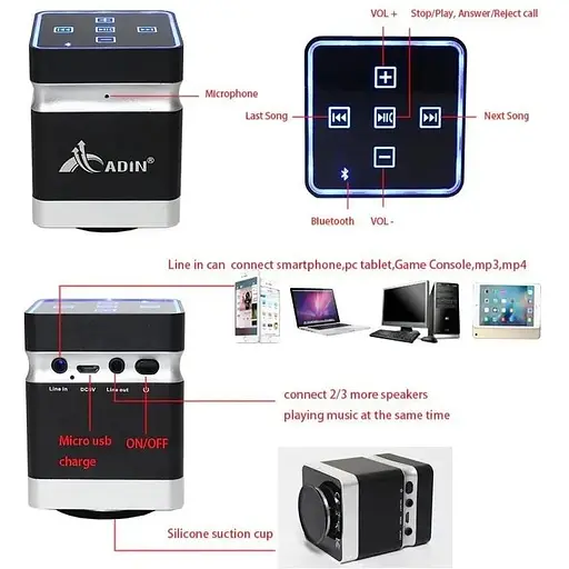 Колонка Adin BT-BOX вибро резонансная bluetooth 26 Вт - фото 3
