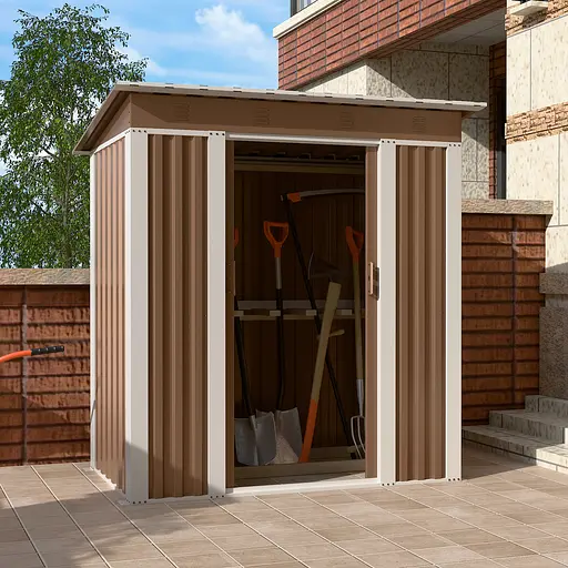 Хозблок-сарай металлический SS-02 с односкатной крышей 185х180х120 см Коричневый - фото 5