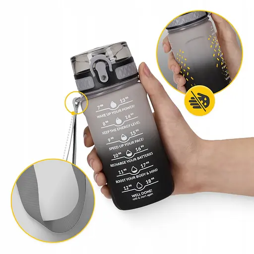 Пляшка для води 4FIZJO спортивна 500 мл 4FJ0627 Grey/Black (P-5905973400725) - фото 3