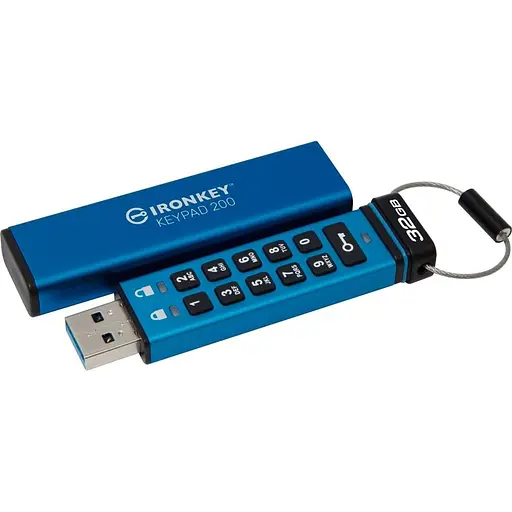 Флеш-накопичувач USB3.2 32GB Kingston IronKey Keypad 200 Type-A Blue (IKKP200/32GB) - фото 1