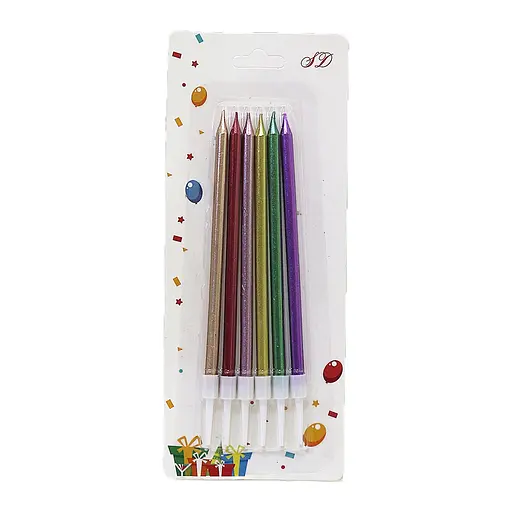 Набір свічок для торта перламутр Long, 0.5x11 см, 6 шт. (В асортименті)