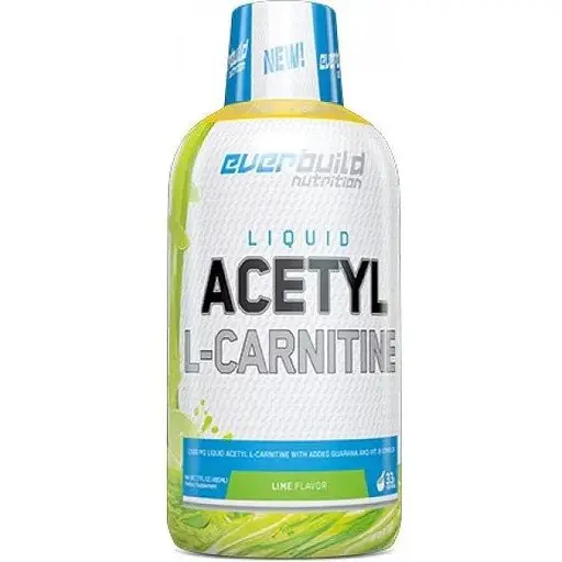 Рідкий ацетил L-карнітин EverBuild Nutrition Acetyl L-Carnitine + Guarana Liquid, 495 мл з додаванням гуарани - Лайм