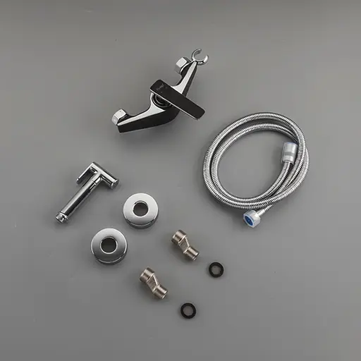 Змішувач для гігієнічного душу зовнішнього монтажу 150 мм Frap F2057, чорний/хром, Чорний матовий - фото 3