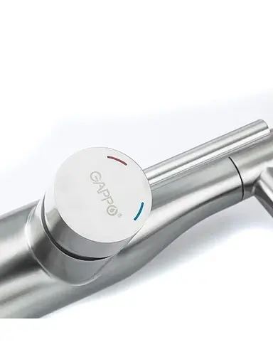 G4398-55 Змішувач для кухні силікон.гусак аератор 2функц. нерж.корп. гайка Ø35 сірий/сатин Gappo 1/8 Сірий - фото 6