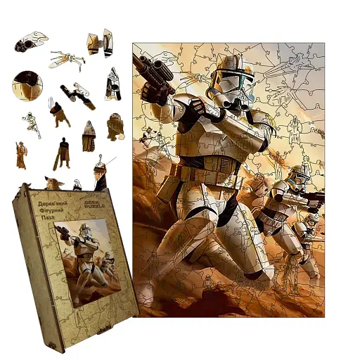 Деревянный пазл Клоны, А4, Картонная коробка 100 элементов