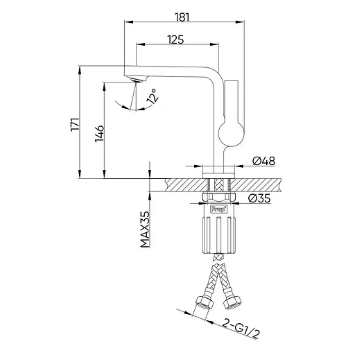 Змішувач для умивальника литий вилив золото Frap F1088-3 Золотий - фото 5