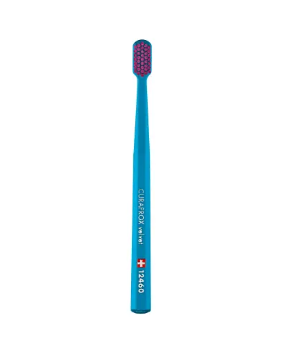 Зубна щітка Curaprox Velvet 12460 блакитна з бордовим - фото 2