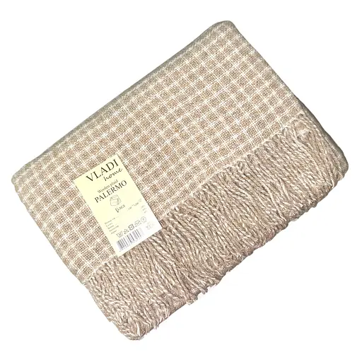 Плед вовняний Vladi Палермо 140x200 біло-бежевий (117928) - фото 1