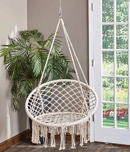 Гойдалка підвісна гніздо лелеки для дачі та саду Бежевий - фото 2