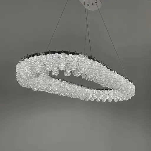 Кільцева овальна кришталева люстра в хромі 80х38 см | Арт. 33038L-800*380 CH | Line F - фото 4