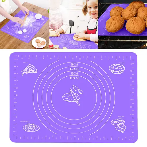 Килимок силіконовий для розкачування тіста, випічки та заморожування напівфабрикатів 25х35 см, A-plus Фіолетовий 84615 - фото 1