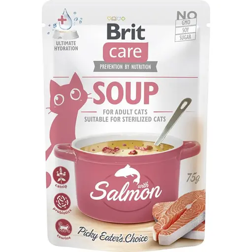 Корм влажный Brit Care Soup with Salmon с лососем 75 г - фото 1
