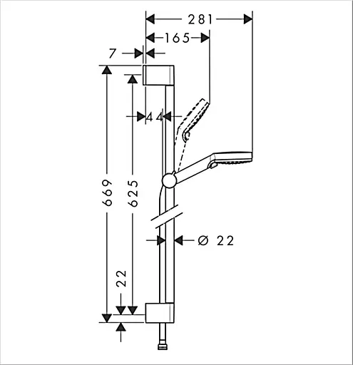 Душовий набір Hansgrohe Crometta Vario 0.65м EcoSmart 9л/хв білий/хром 26534400, Хром - фото 2