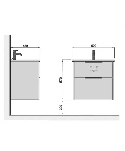 Тумба Мойдодир Line Craft 60 з умивальником Rodeo 60 дуб крафт/Чорний - фото 2