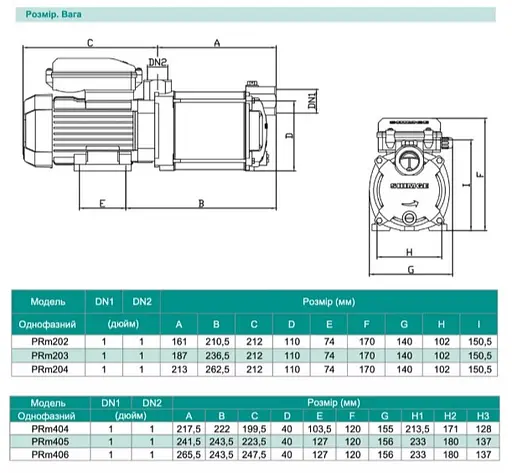 Центробежный насос Shimge PRm 406, 1.5 кВт, Нmax=68 м, Qmax=108л/мин - фото 3