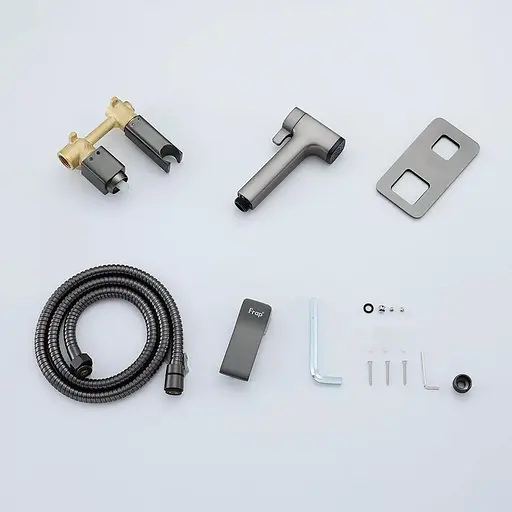 Набір гігієнічного душу прихованого монтажу, матова сталь Frap F2084-9, Графітовий хром - фото 3