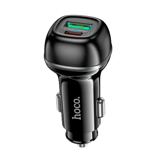 Адаптер автомобильный Hoco Rank dual port Car charger Z58A 1USB/1Type-C, 48W/3A, PD30W/QC| - фото 1