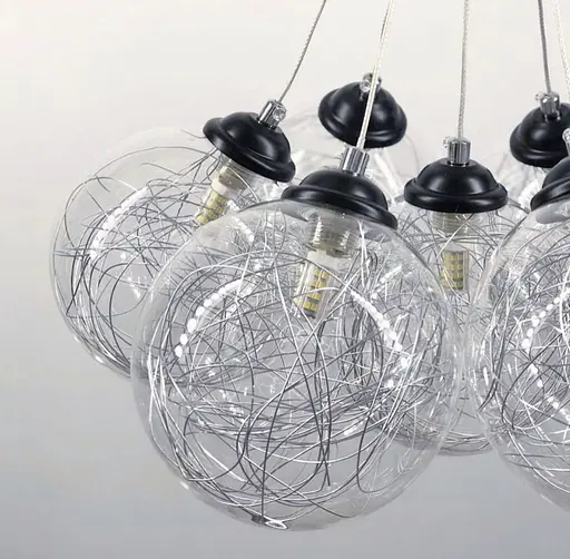 Подвесной светильник Transparent Bubbles на 9 плафонов с металлической нитью Line.F 371/9 - фото 6