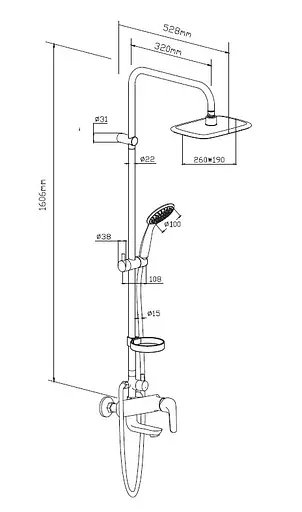 Душова система Damixa Palace Evo 974230000, Хром - фото 2