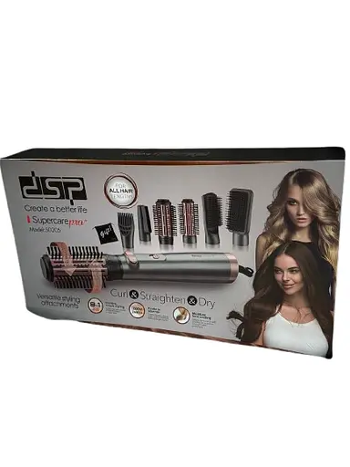 Фен щітка для волосся DSP 50205 8в1 з щіткою, що обертається і насадками для укладання волосся 1000 Вт Сірий - фото 4