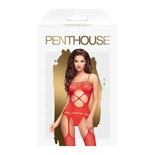 Бодістокінг з вирізом на животику Penthouse - Hot Nightfall Red S/M/L - фото 3