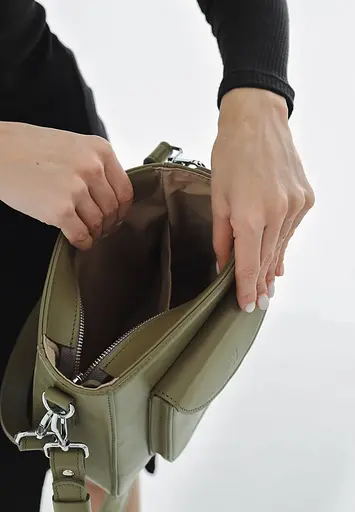 Жіноча шкіряна сумка Stella оливкова - фото 6