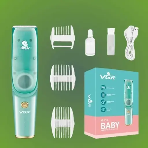 Безшумна машинка для стрижки дітей та немовлят VGR Baby V-151, Бездротовий тример 3 насадки з витяжкою - фото 6